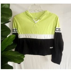 Justice Active Green/Black Soccer Hooded T-Shirt Girls Size 10